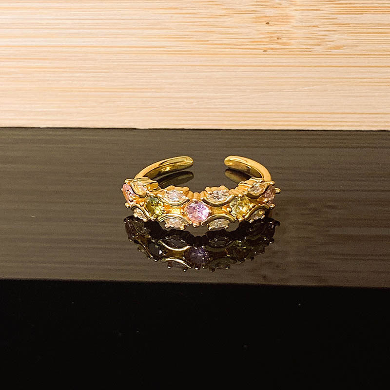 Style Light Luxury Hollow Pleated Stylish Opening Female Niche Rings