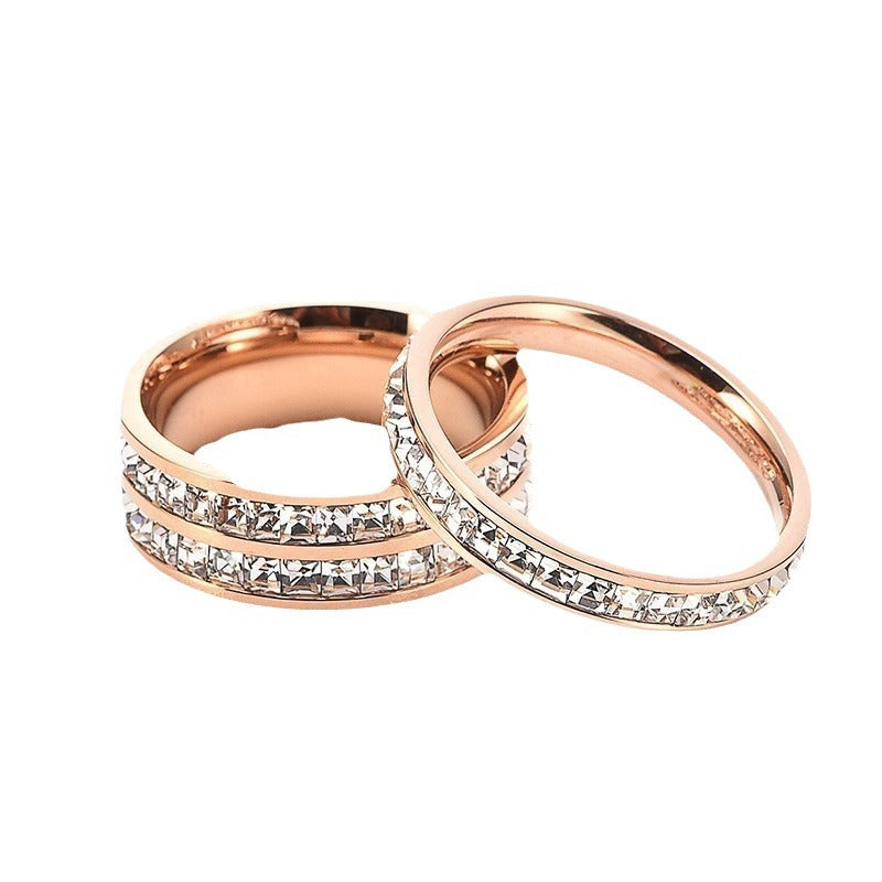 Women's & Men's High-grade Starry Single Double Titanium Steel Rings