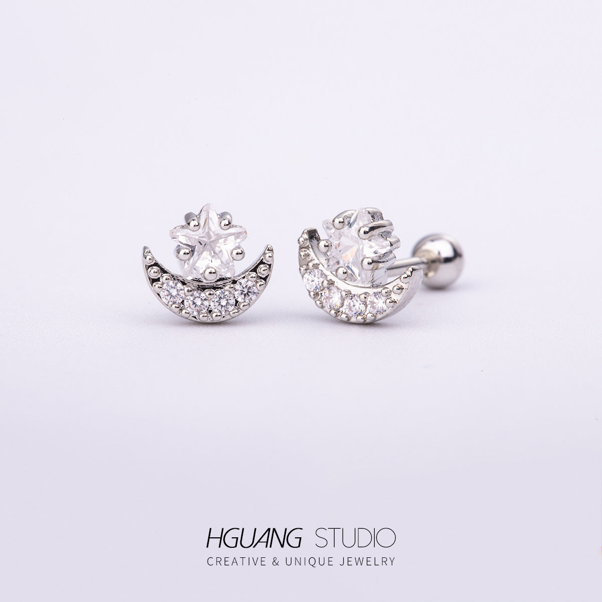 Steel Gold Micro Inlaid Zirconium Ear Earrings