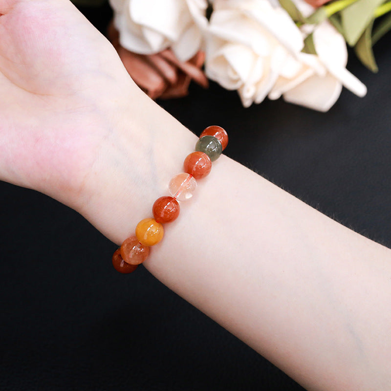 Natural Fu Lu Shou Crystal Simple Color Rabbit Fur Bracelets