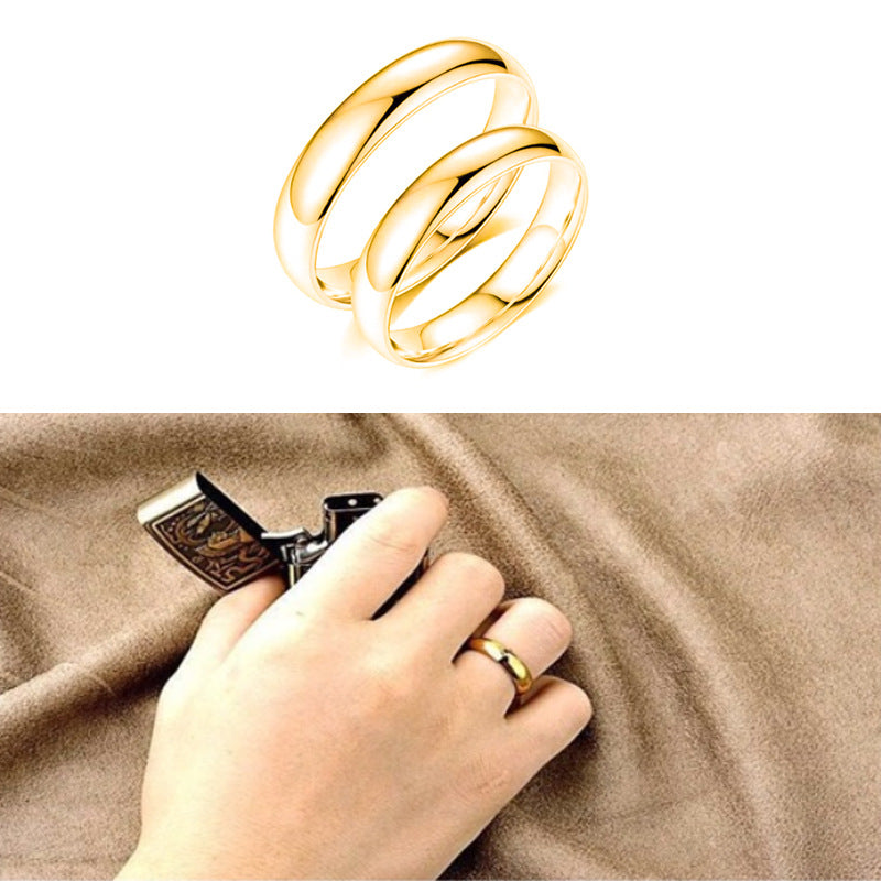 Simple Stainless Steel Glossy Inner Outer Ball Arc Titanium Rings