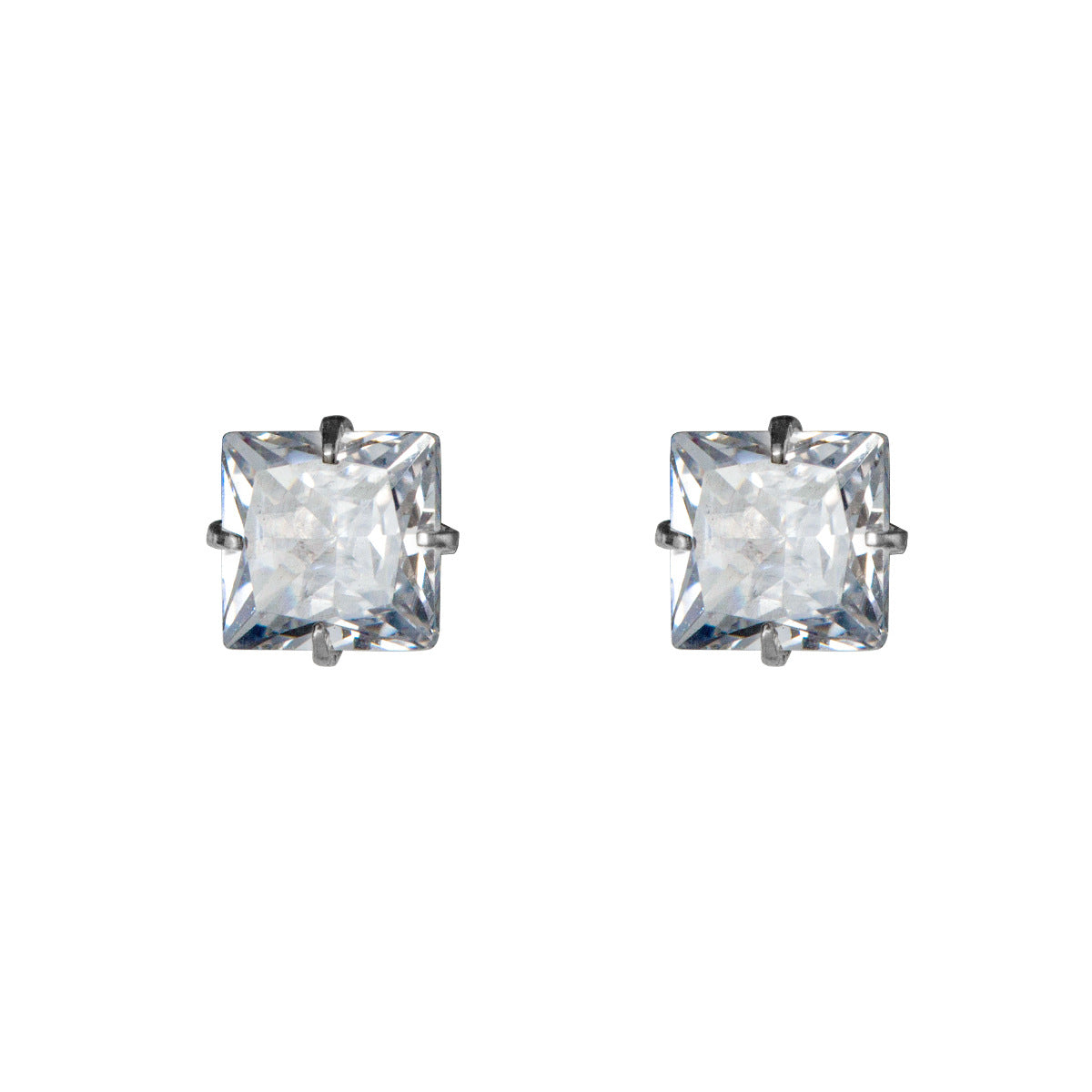 Sier Simple Single Rhinestone Ear Small Earrings