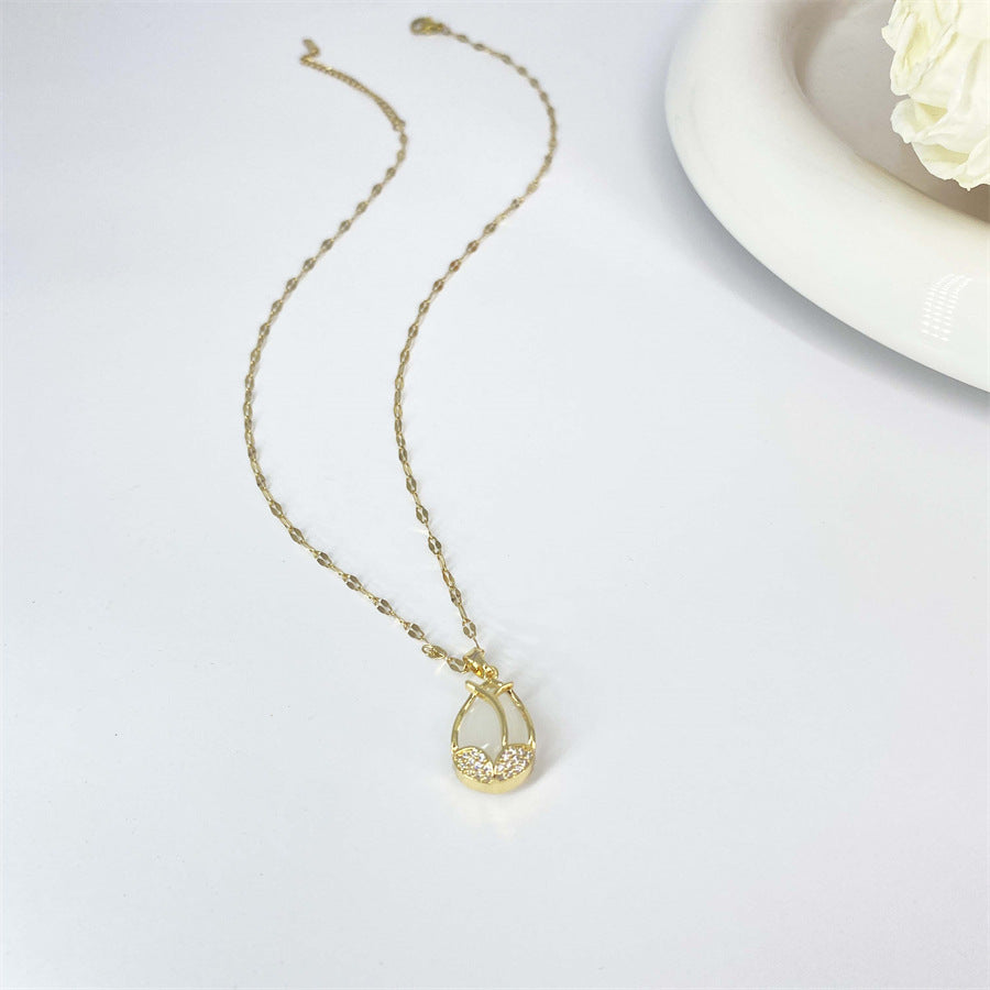 Jade Tulip Light Luxury Design Fresh Flowers Necklaces
