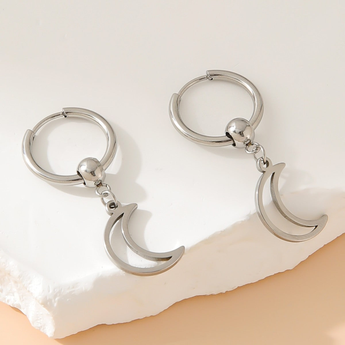 Stainless Steel Simple Sun Star Moon Earrings