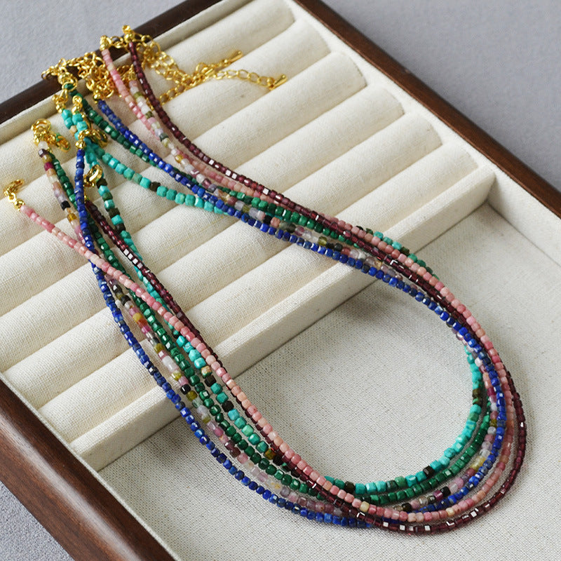 Cut Angle Carved Square Sugar Natural Necklaces
