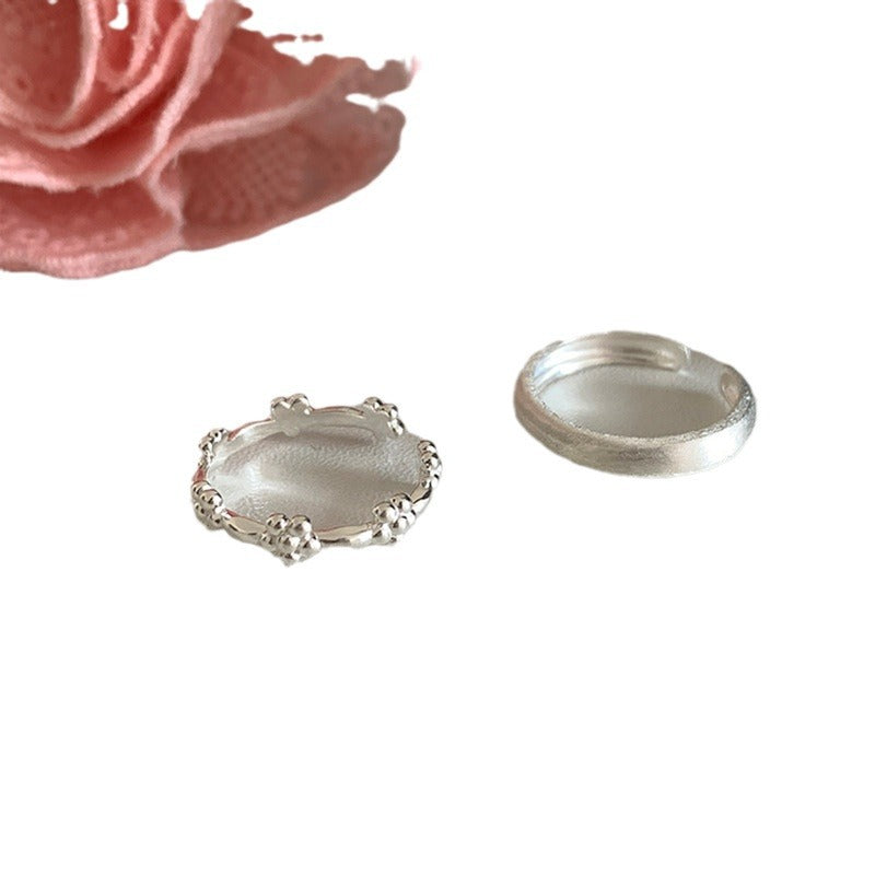 Style Little Flower Brushed Metal Open Female Fresh Simple Rings