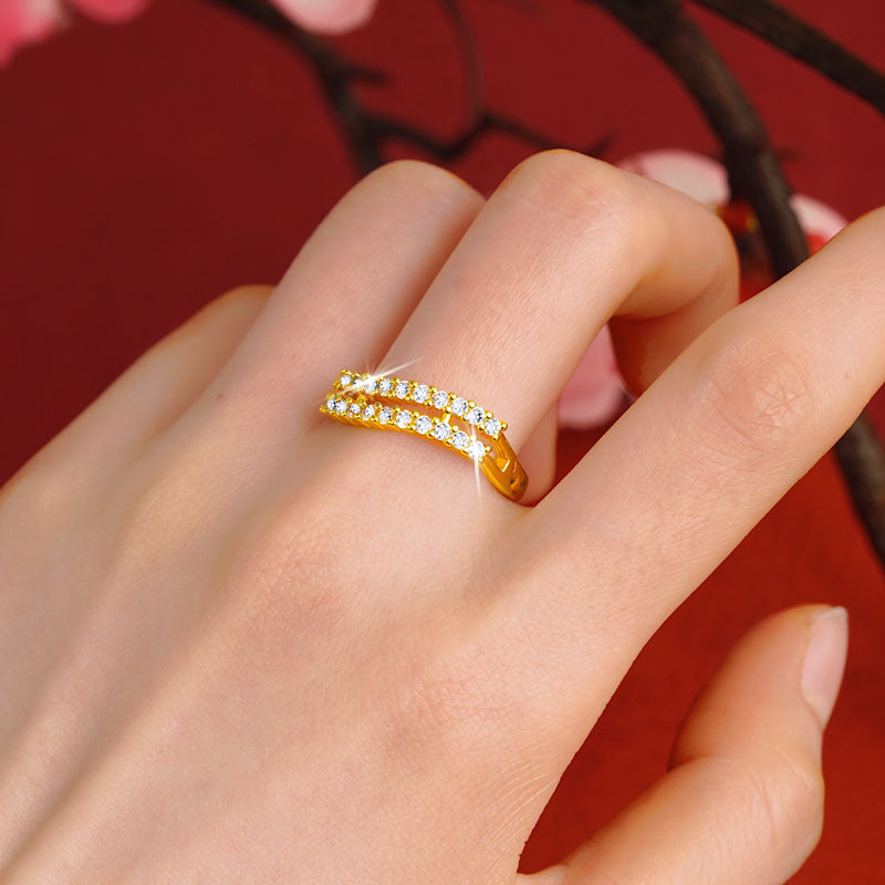 Women's Copper Alloy Exquisite Micro Rhinestone Adjustable Valentine's Day Rings