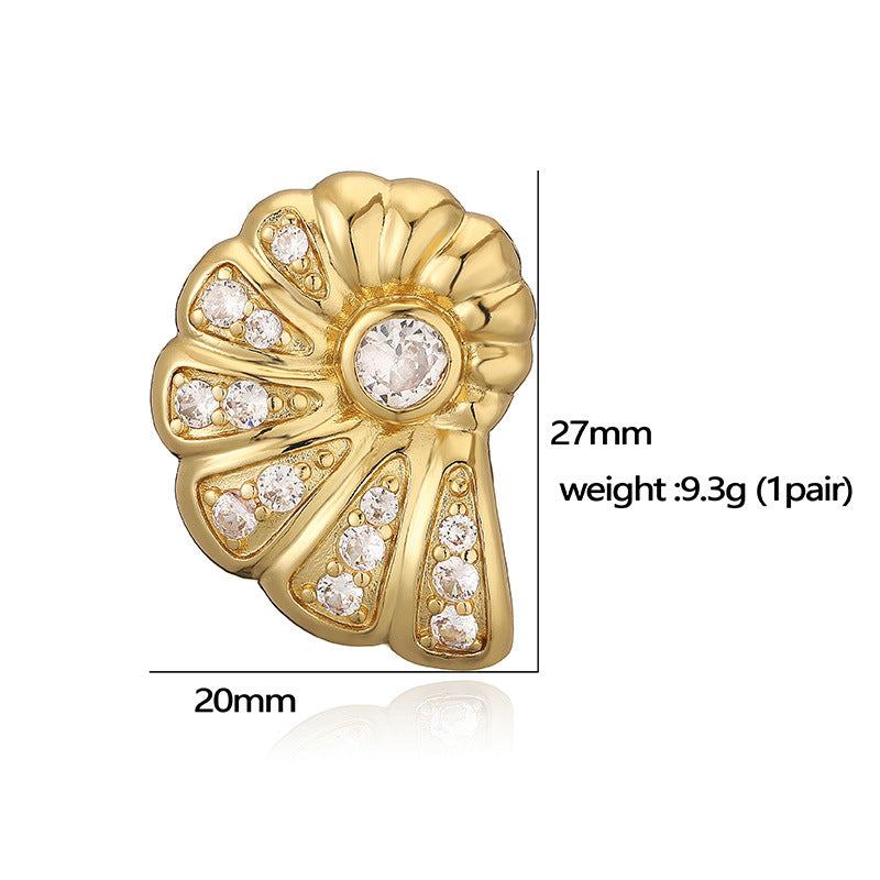 Women's Style Gold Conch Sticky Half Circle Shell Earrings