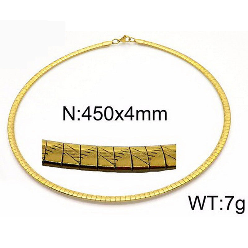 Women's & Men's Fashion Titanium Steel Simple Popular Round Gold Necklaces