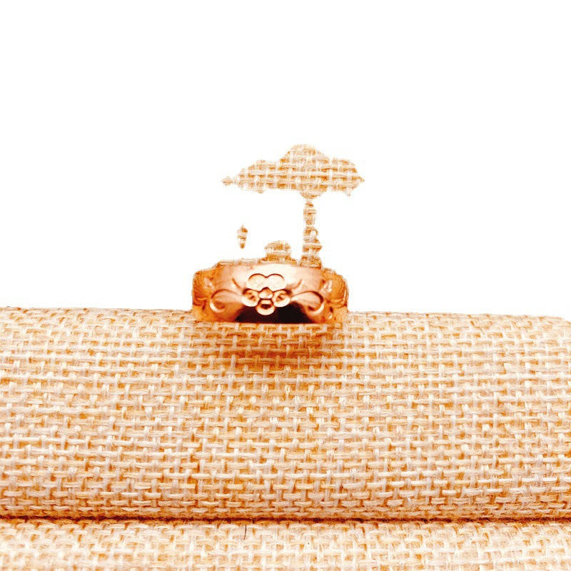 Women's & Men's Copper Red Lucky Fortune Man's Pure Gold Setting Rings