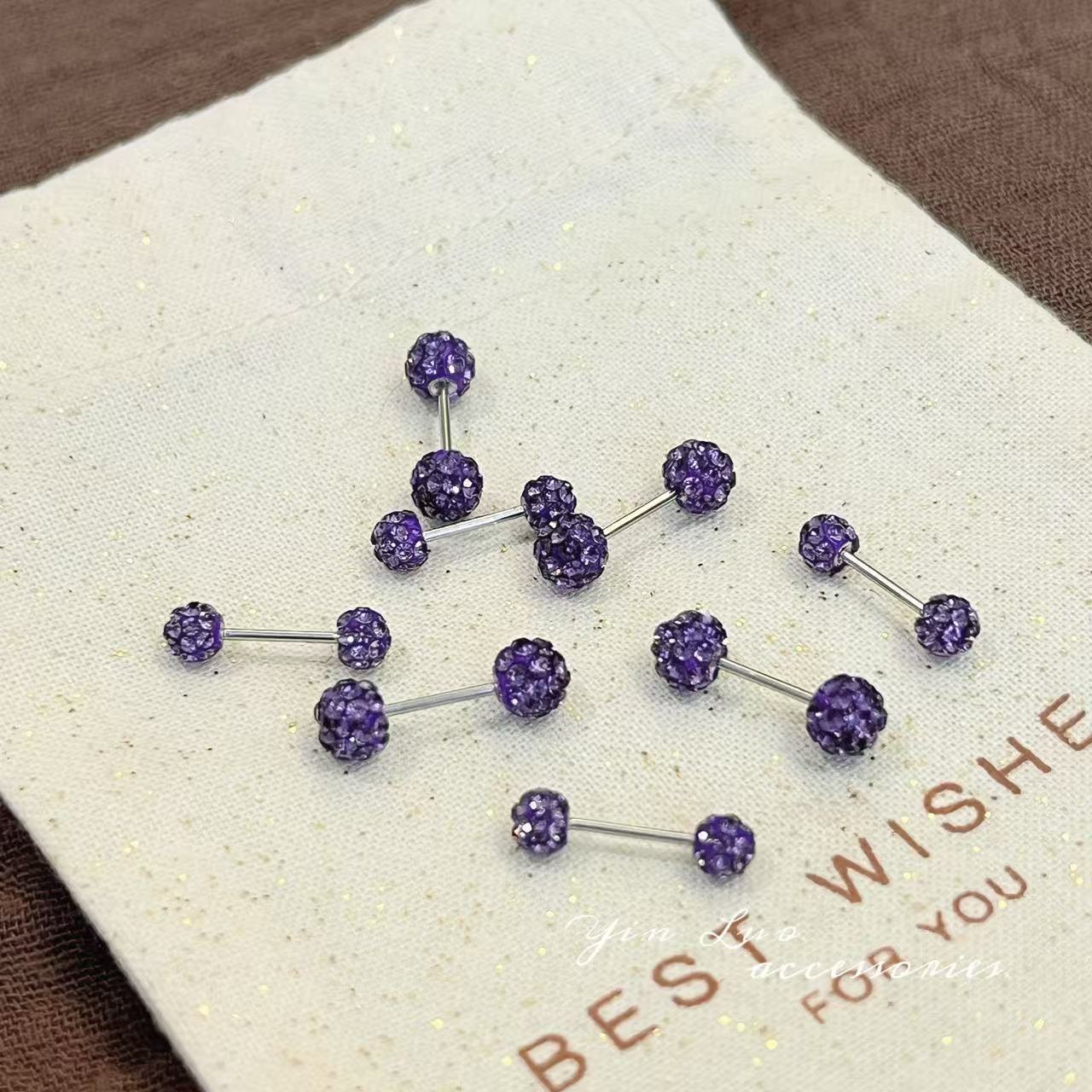 Women's Purple Full Diamond Spiral Clay Ball Light Luxury High-grade Rings