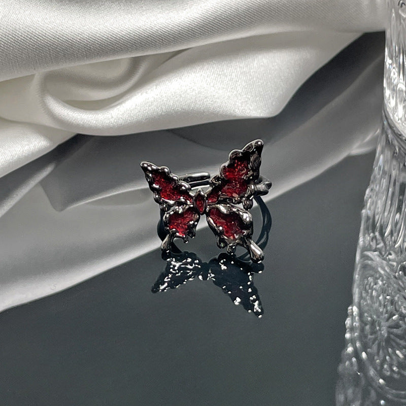 Style Lava Irregular Liquid Butterfly Female Adjustable Pleated Rings