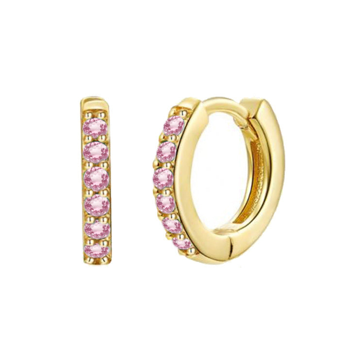Women's Clip Simple Inlaid Zircon Personality Geometric Earrings