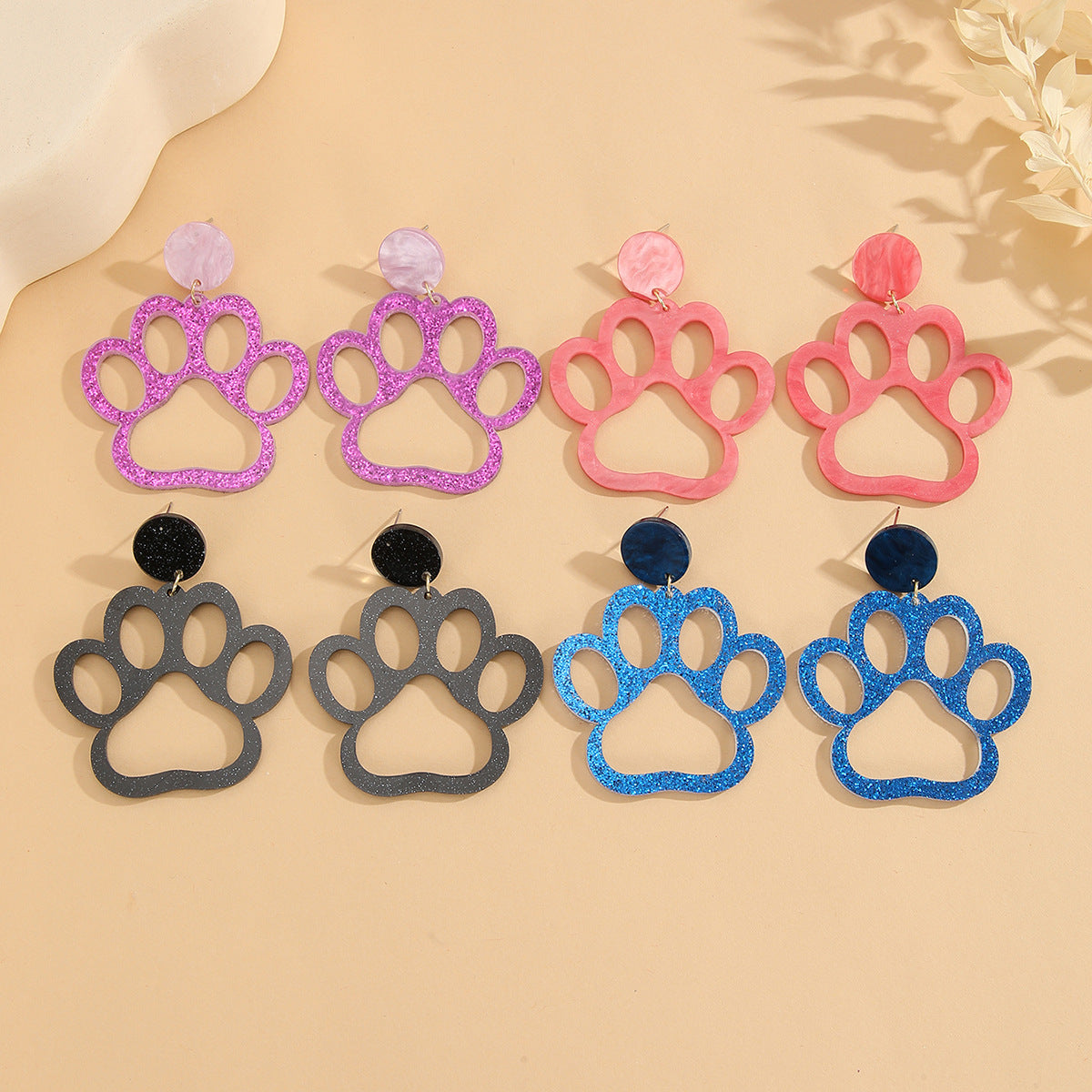 Paw Glitter Acrylic Female Personality Creative Rings