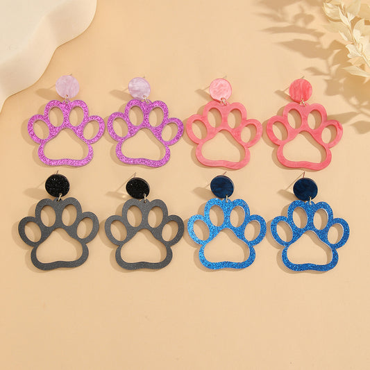 Paw Glitter Acrylic Female Personality Creative Rings