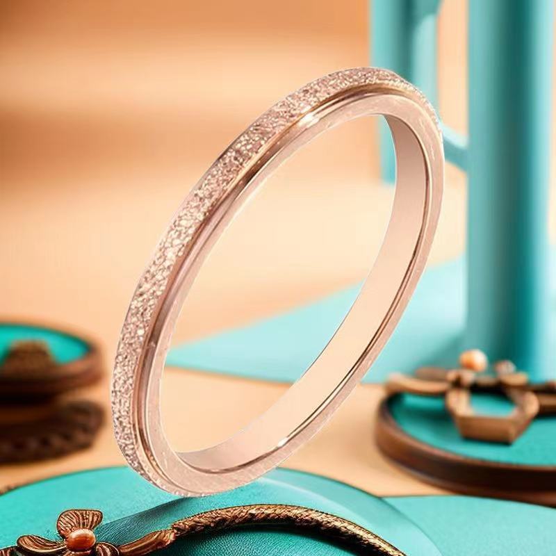 Row Full Diamond Titanium Couple Small Square Personality Simple Rings