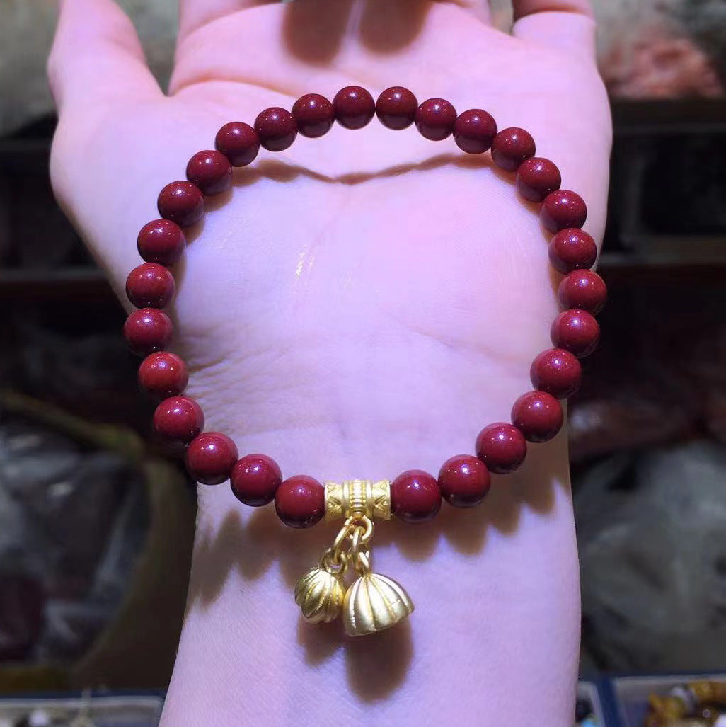 Women's Purple Gold Sand Cinnabar Beaded Single Ethnic Bracelets