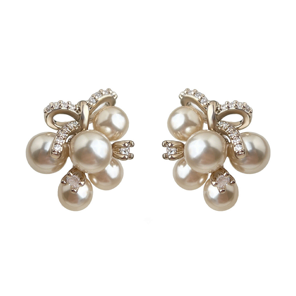 Elegant Coffee Gold Pearl Grape Cluster Female Affordable Luxury Style Rings