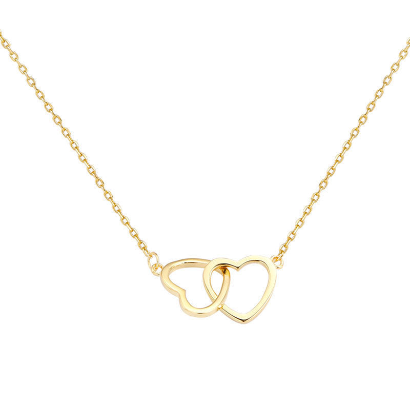 Titanium Steel Double Heart-shaped Female Clavicle Chain Necklaces