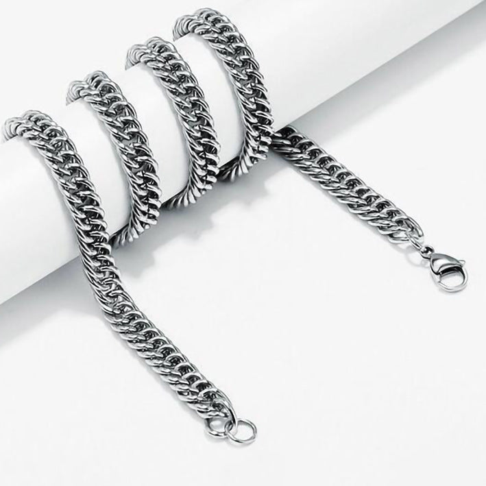 Men's Stainless Steel Double Buckle Titanium Simple Necklaces