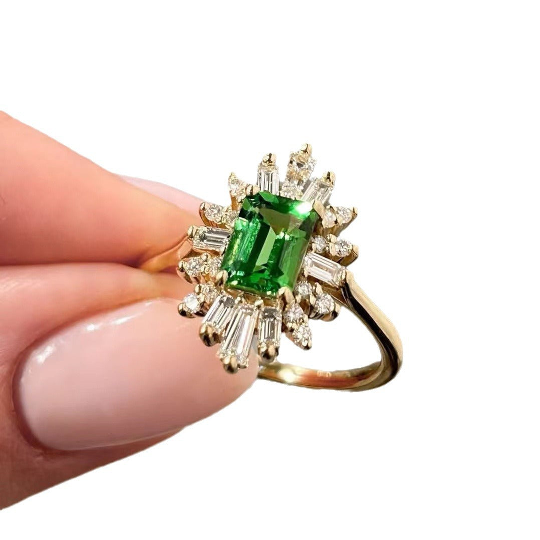 Women's Gold Fashion Wear Square Diamond Accessories Rings