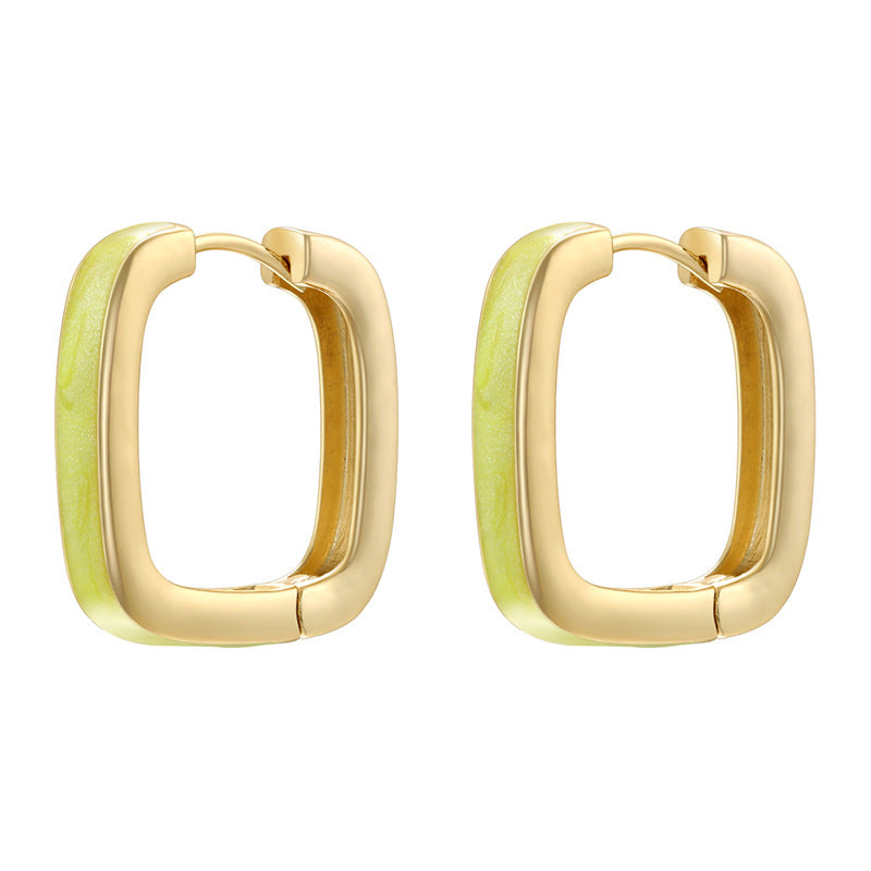 Women's Colorful Drip Square Ear Clip Geometric Earrings