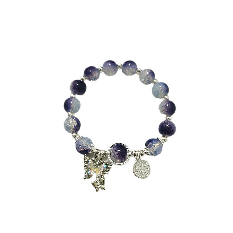 Super Fairy Cold Mauve Jade Broken Glass Butterfly Bracelets