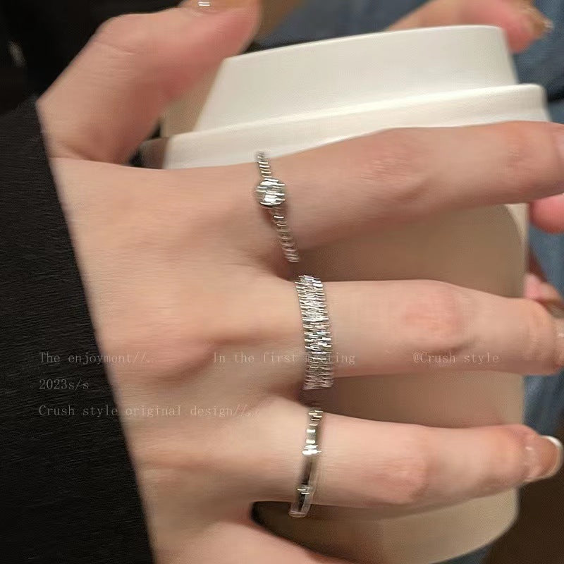 Simple Zircon Metal Open Suit Female Design High Sense Rings