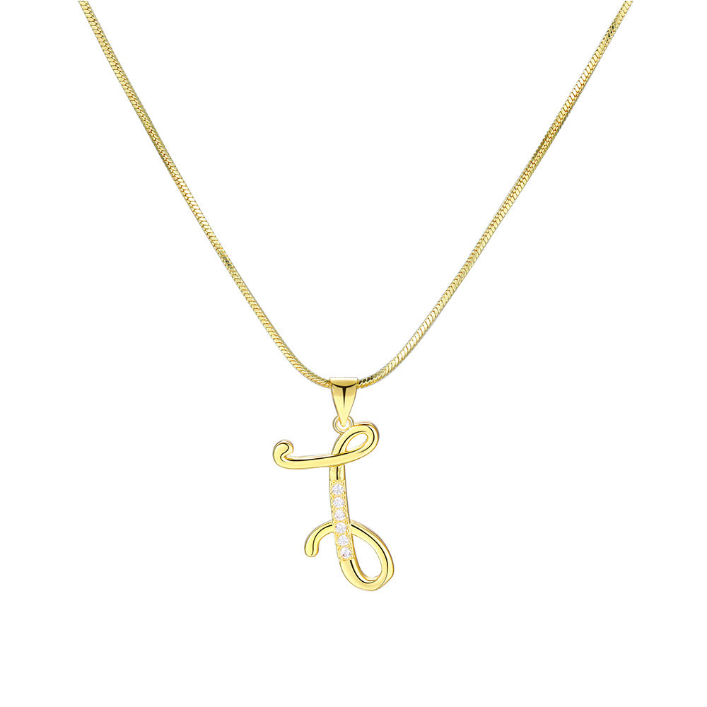 Simple Copper Inlaid Zircon Snake Chain Necklaces