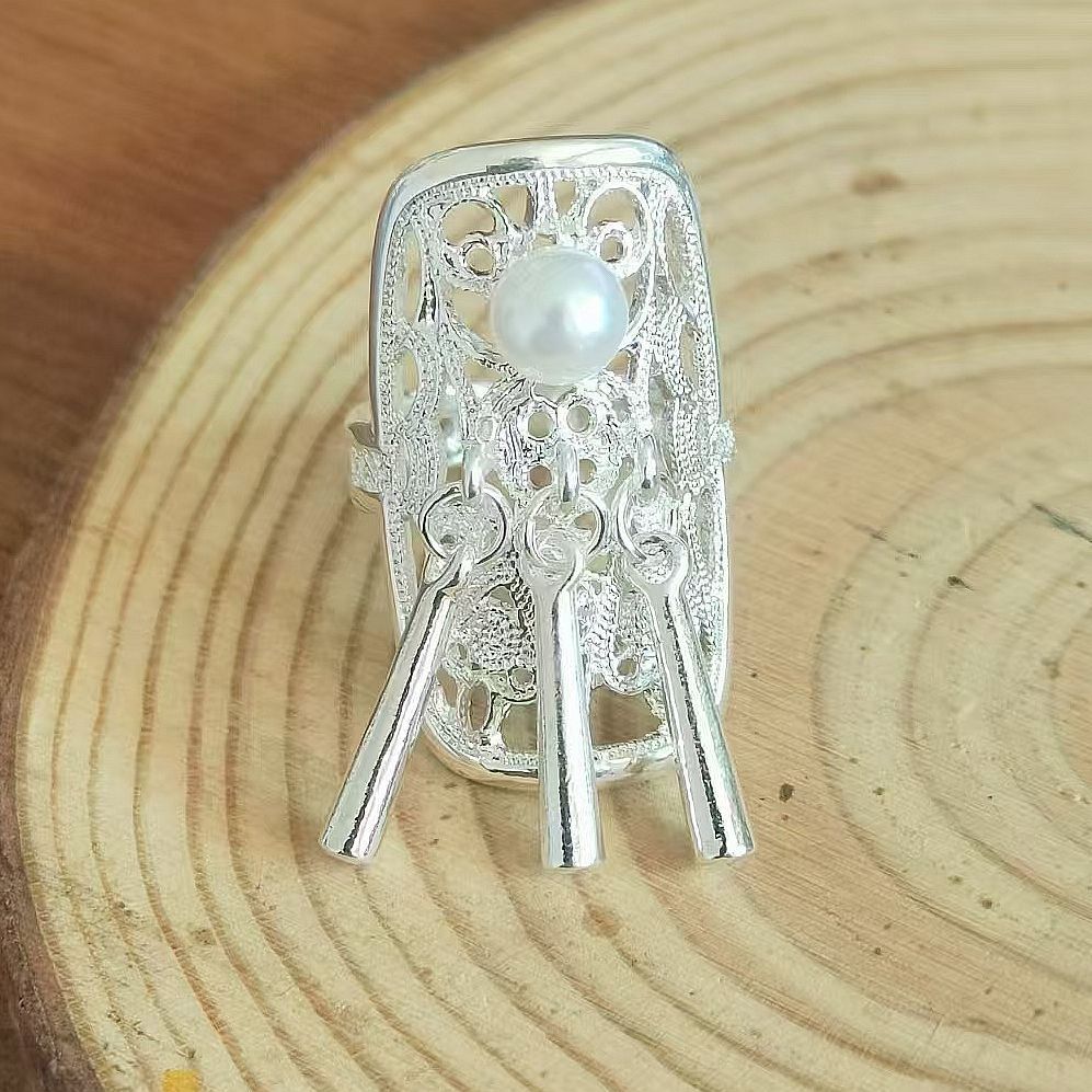 National Fashion Ancient Style Butterfly Flower Pearl Rings