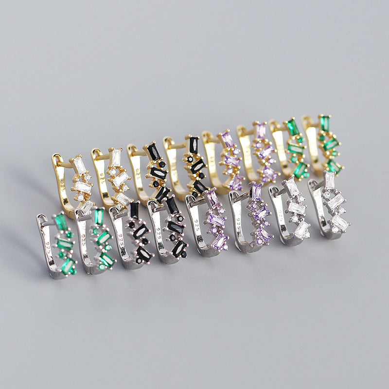 Women's Micro Inlaid Zircon Geometric U-shaped Earclip Rings
