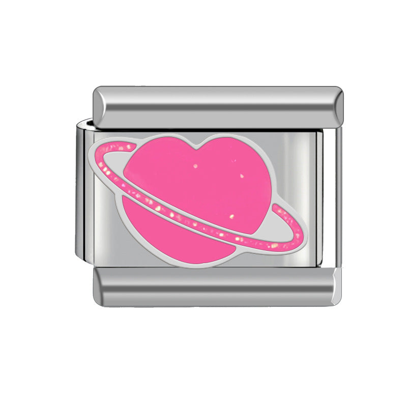 Lovely Pink Italian Charm Module Heart-shaped Detachable Bracelets