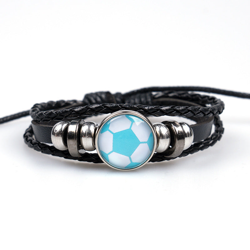 Men's Football Fans Peripheral Leather Popular Beaded Bracelets