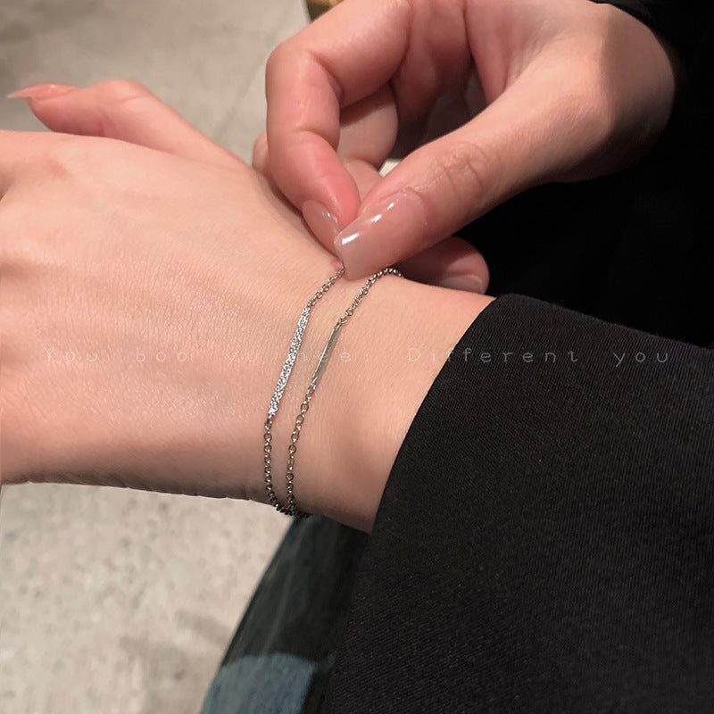 Plated Double Layer Twin Refined Zircon Bracelets