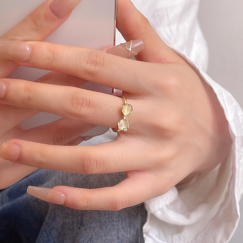 Style Opal Full Diamond Rotatable Rabbit Index Finger Female Rings