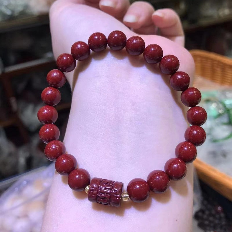 Women's Purple Gold Sand Cinnabar Beaded Single Ethnic Bracelets