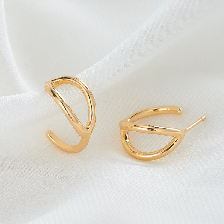 Cool Classy Golden Geometric Personalized Simple Stud Earrings