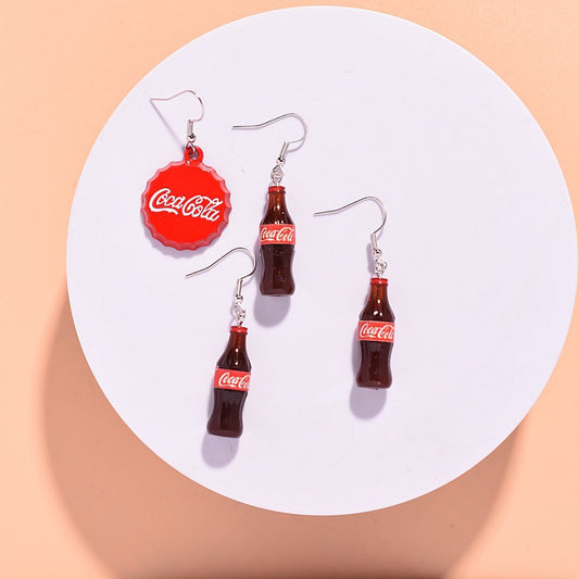 Special Artificial Resin Cola Beverage Fun Cute Female Earrings