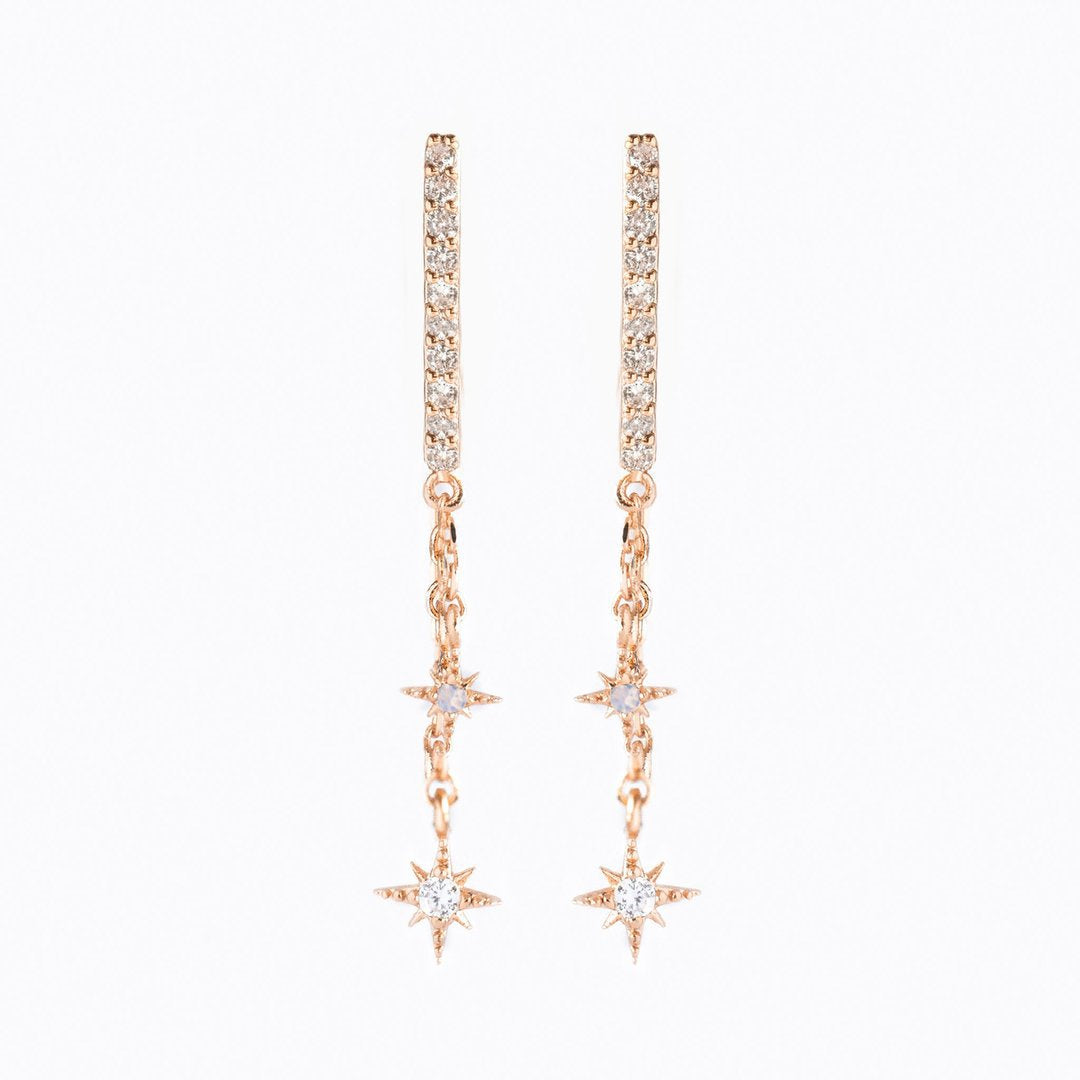 Chain Copper Zircon Gold Plated Temperament Artistic Earrings