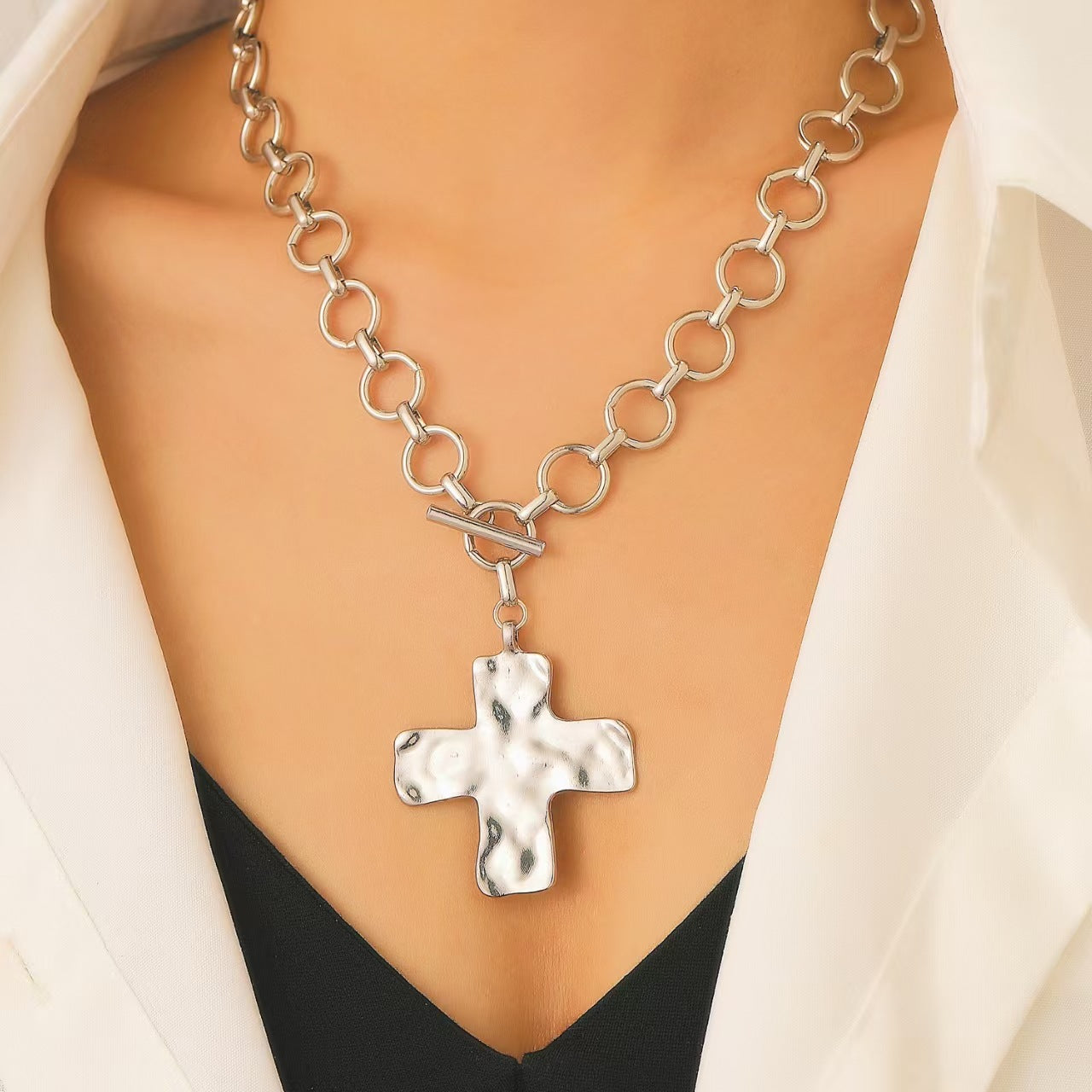 Thick Cross Cold Style Simple Clavicle Chain Female Light Pendants