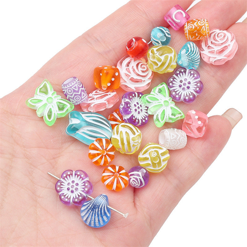 Acrylic Transparent Vintage Frosted Gold Scattered Beads Jewelry Accessories