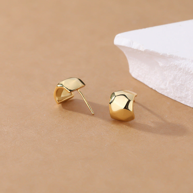Women's Sterling Sier Simple Ear Cold Surface Earrings