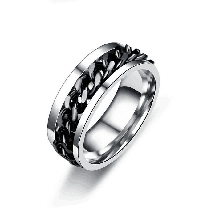 Men's Rotatable Titanium Steel Decompression Stainless Couple Rings