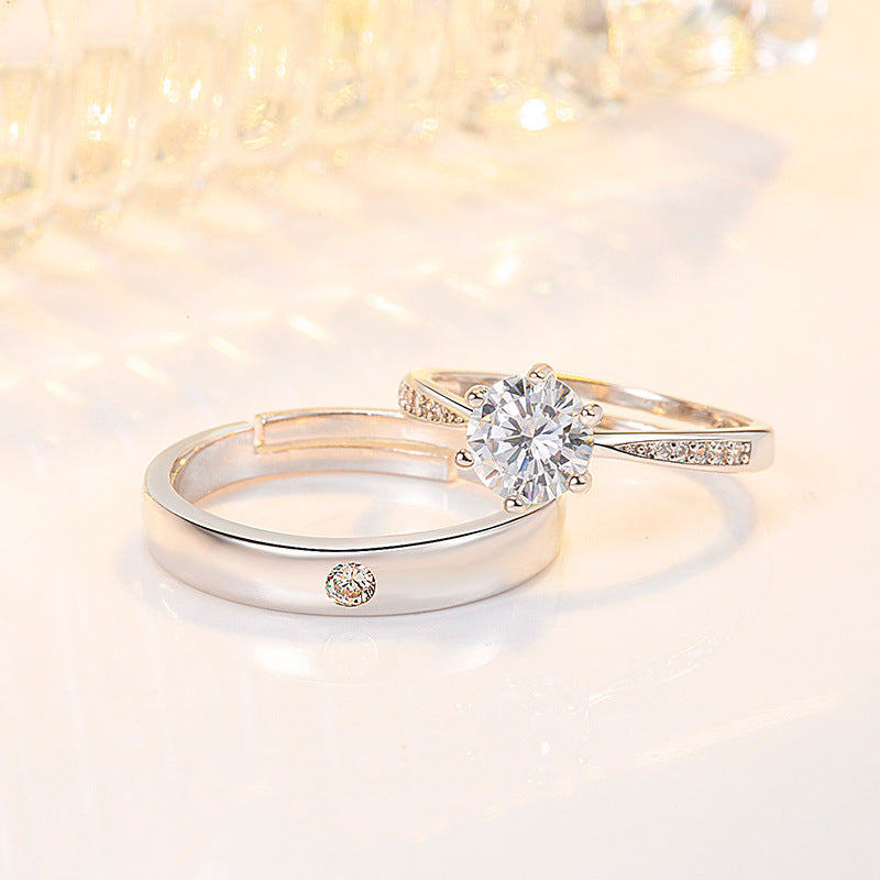 Artificial Diamond Couple Pair Of Rhinestone Rings