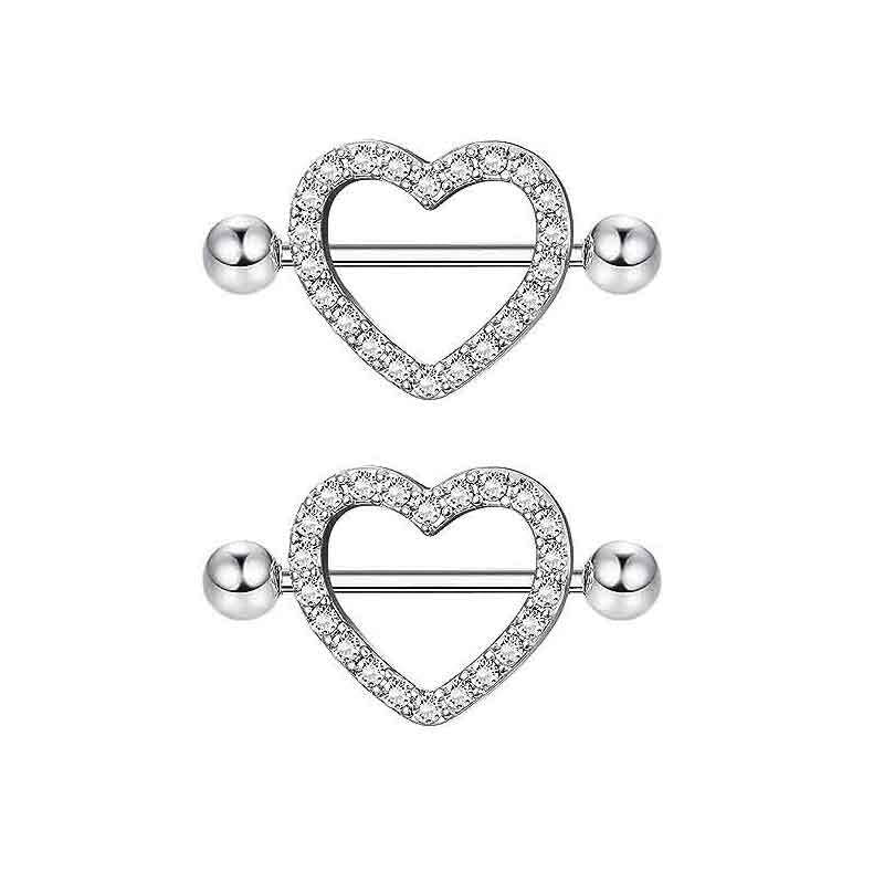 Steel Pink Series Zircon Nipple Love Moon Adhesive Earrings