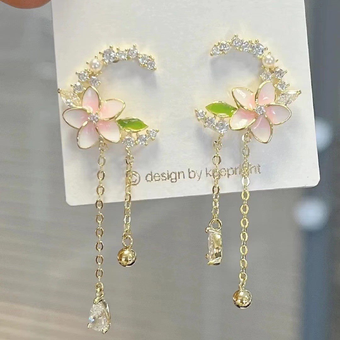Sier Needle Cool Lady Temperament Butterfly Earrings