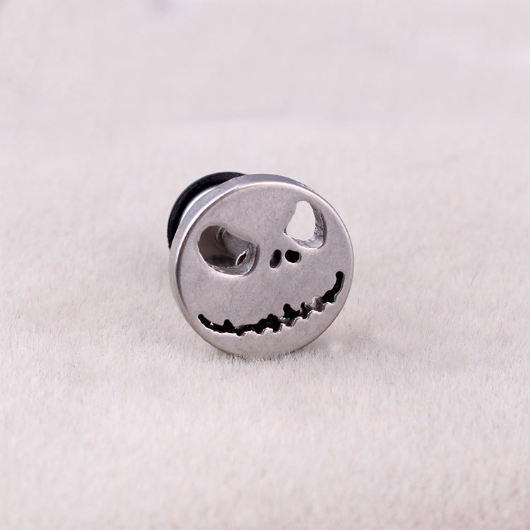 Pumpkin Ghost Head Halloween Skull Titanium Steel Ear Earrings