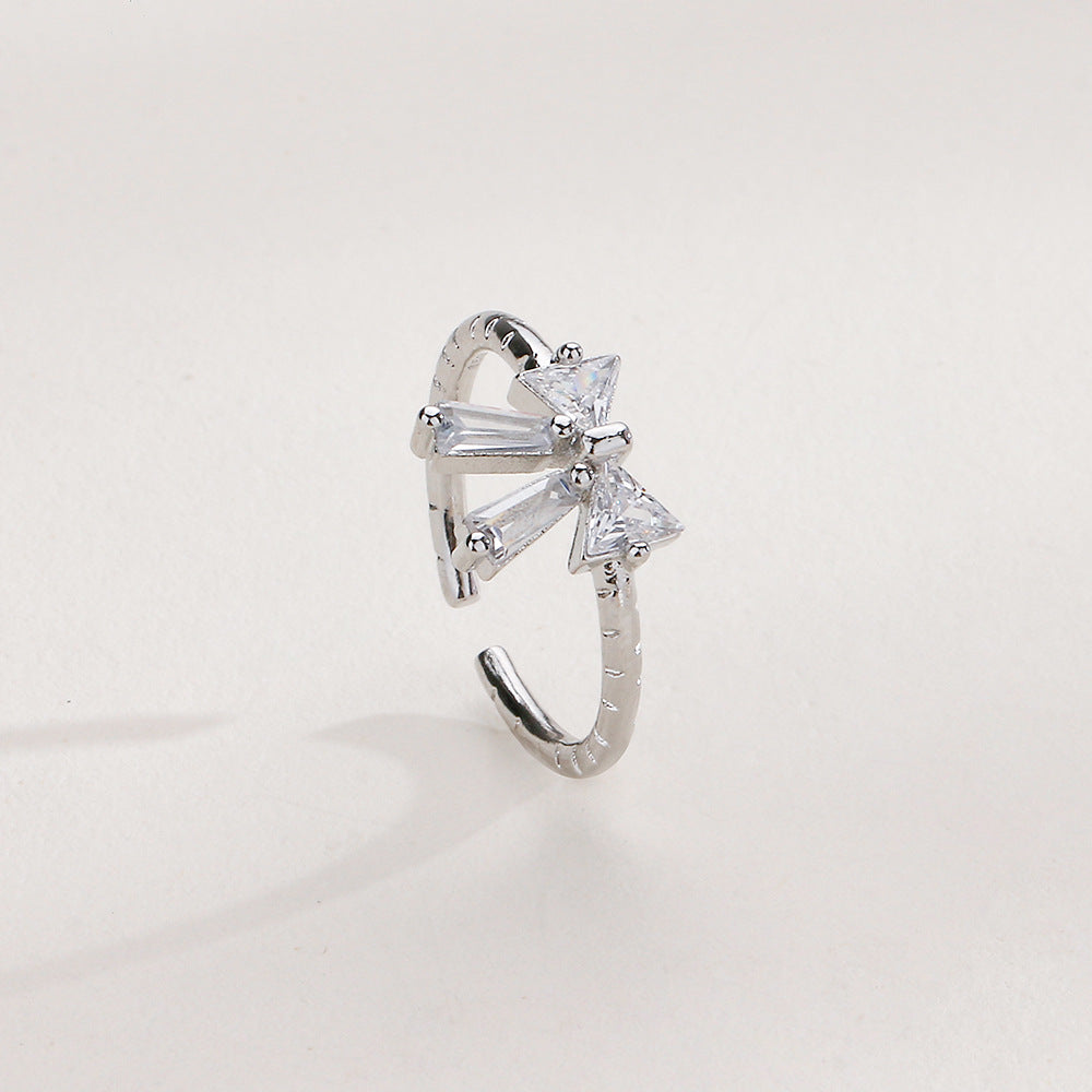 Women's Gold-plated Diamond Bow Korean Fresh Exquisite Rings