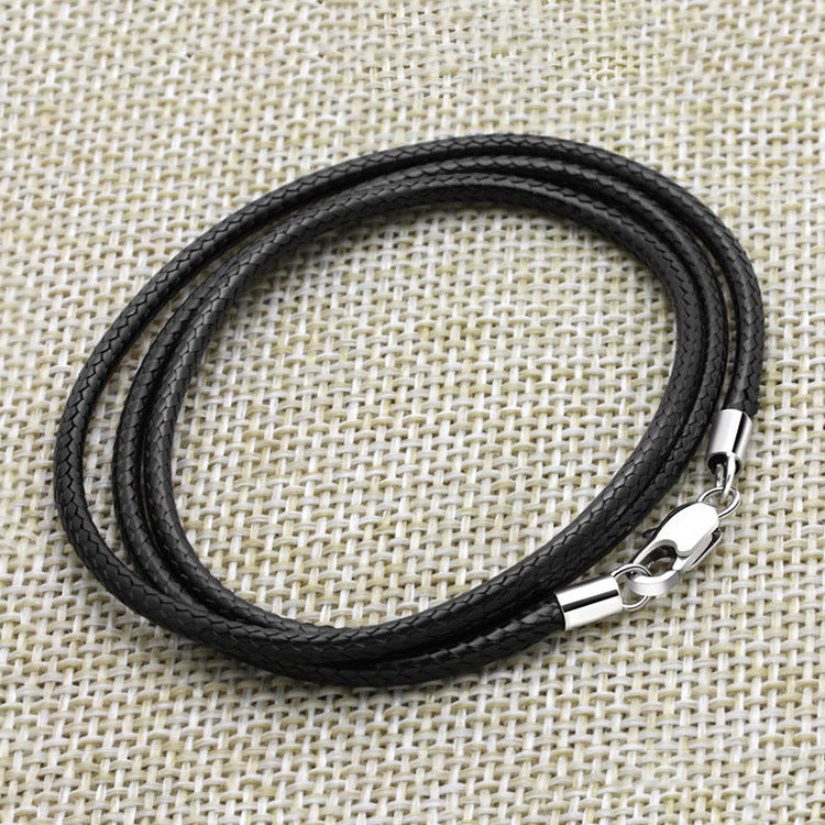 Women's & Men's Leather Rope Lanyard Fixed Black Red Necklaces