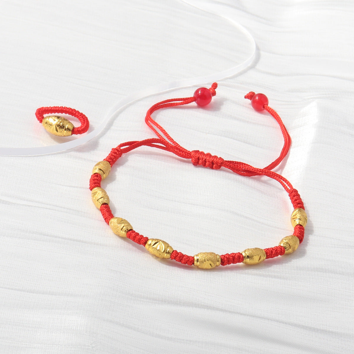 Flower Bead Woven Right Rain Couple Bracelets